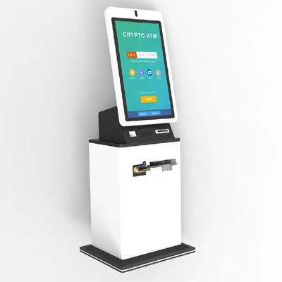 Hunghui 21.5 inçlik kendi kendine hizmet Bitcoin ATM Fatura Ödemesi Kiosk Yerde duruyor